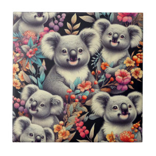 Vintage Cute Koala Painting Tile
