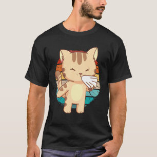 Vintage Cute Little Cat Character Sneezing Sick Ki T-Shirt