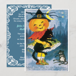 Vintage Cute Little Pumpkin Halloween Invitation