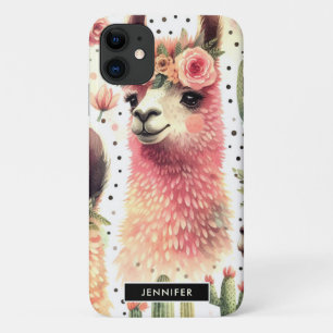 Vintage Cute Llama Watercolor iPhone 11 Case