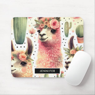 Vintage Cute Llama Watercolor Mouse Mat