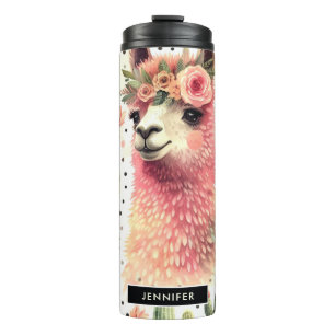 Vintage Cute Llama Watercolor Thermal Tumbler