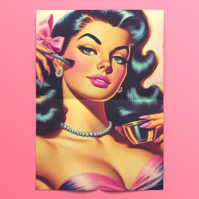 Vintage Cute Make Up Girl Tissue Paper (Creator Uploaded)