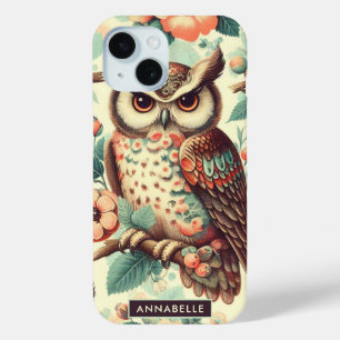 Vintage Cute Owl Pattern iPhone 15 Case