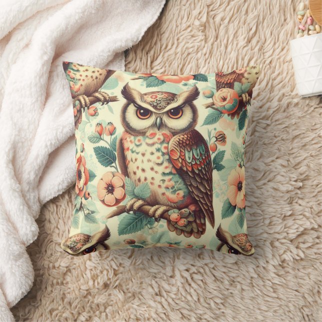 Vintage Cute Owl Pattern Cushion (Blanket)