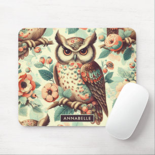 Vintage Cute Owl Pattern Mouse Mat