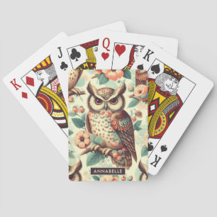 Vintage Cute Owl Pattern Playing Cards