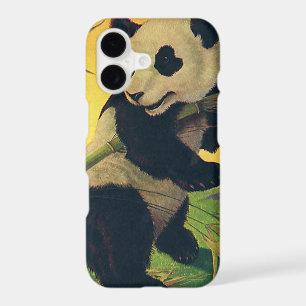 Vintage Cute Panda Bear Eating Bamboo, Wild Animal