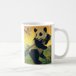Vintage Cute Panda Bear Eating Bamboo, Wild Animal Coffee Mug