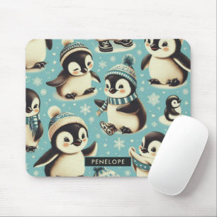 Vintage Cute Penguin Pattern Mouse Mat
