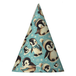 Vintage Cute Penguin Pattern Party Hat