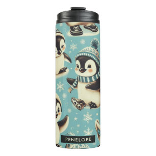 Vintage Cute Penguin Pattern Thermal Tumbler