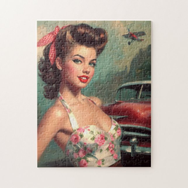 Vintage Cute Pin-Up Painting Jigsaw Puzzle (Vertical)