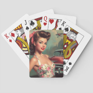 Vintage Cute Pin-Up Painting Playing Cards