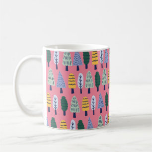 vintage cute pine trees seamless pattern coffee mug