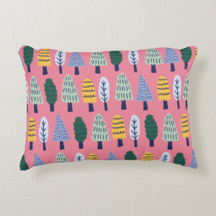vintage cute pine trees seamless pattern decorative cushion