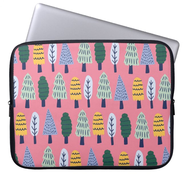 vintage cute pine trees seamless pattern laptop sleeve (Front)