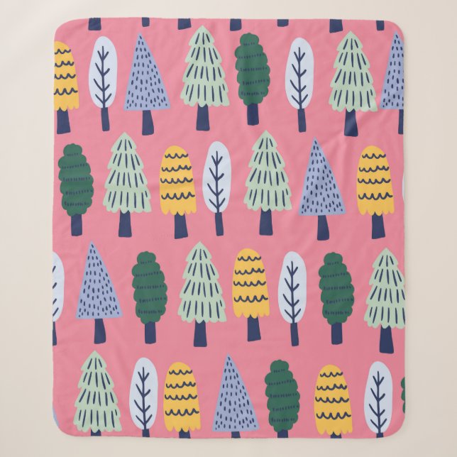 vintage cute pine trees seamless pattern sherpa blanket (Front)