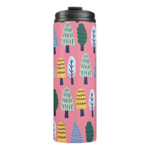 vintage cute pine trees seamless pattern thermal tumbler