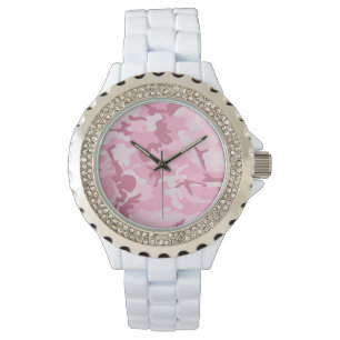 Vintage Cute Pink Camouflage Pattern Watch