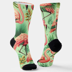 Vintage Cute Pink Flamingos Socks