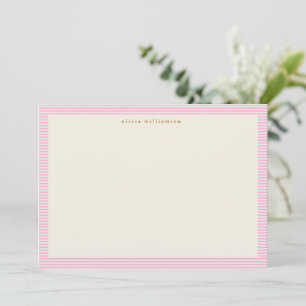Vintage Cute Pink Stripes Personalised Christmas Thank You Card