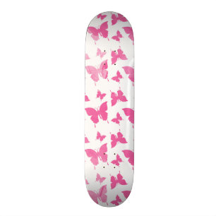 Vintage cute pink watercolor butterflies pattern. skateboard
