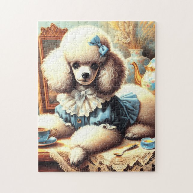Vintage Cute Poodle Painting Jigsaw Puzzle (Vertical)