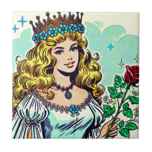 Vintage Cute Princess Comics Tile