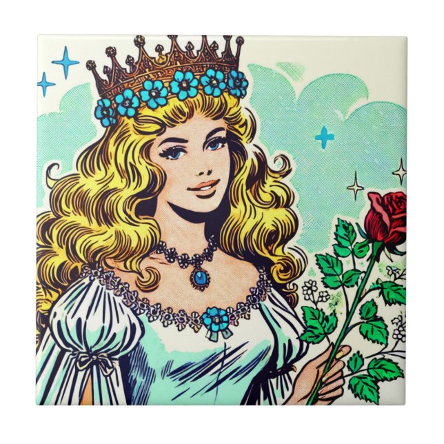 Vintage Cute Princess Comics Tile (Front)