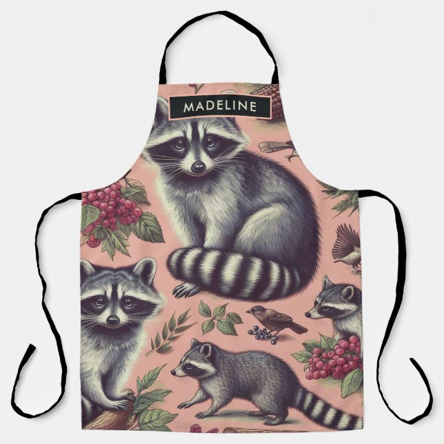 Vintage Cute Racoon Apron (Front)