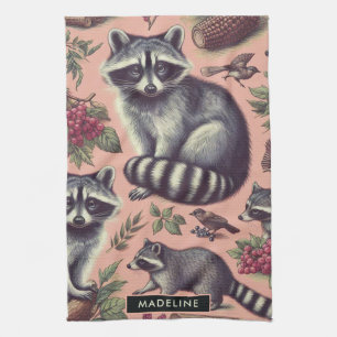 Vintage Cute Racoon Tea Towel