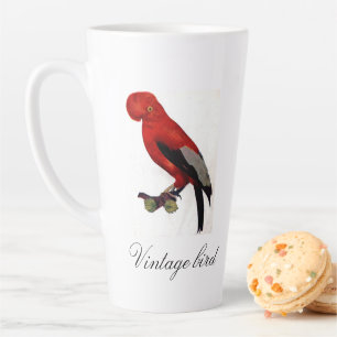 Vintage Cute Red Bright Colourful Bird and Foliage Latte Mug