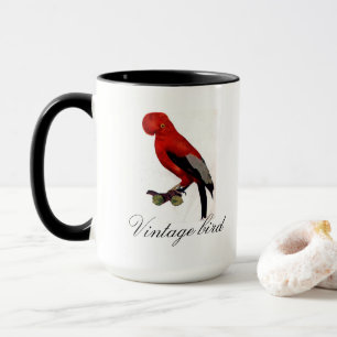 Vintage Cute Red Bright Colourful Bird and Foliage Mug