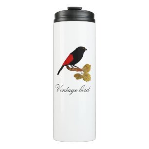 Vintage Cute Red Bright Colourful Bird and Foliage Thermal Tumbler