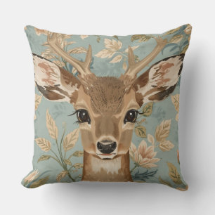 Vintage Cute Reindeer Deer And Florals Garden Cushion