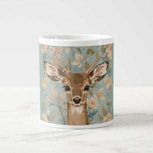Vintage Cute Reindeer Deer And Florals Garden Large Coffee Mug
