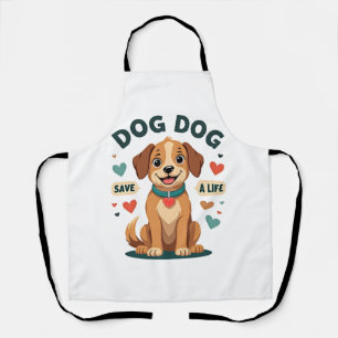 Vintage Cute Rescue Dog Save A Life Cartoon Puppy  Apron