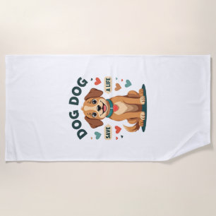 Vintage Cute Rescue Dog Save A Life Cartoon Puppy Beach Towel