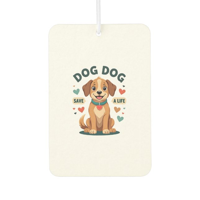 Vintage Cute Rescue Dog Save A Life Cartoon Puppy  Car Air Freshener (Front)
