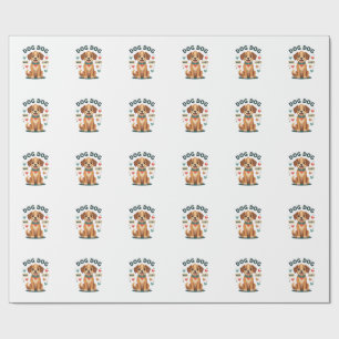 Vintage Cute Rescue Dog Save A Life Cartoon Puppy Wrapping Paper