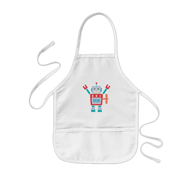 Vintage Cute Robot Toy For Kids Apron (Front)