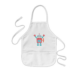 Vintage Cute Robot Toy For Kids Kids Apron