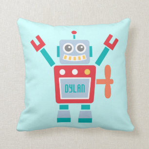 Vintage Cute Robot Toy For Kids Room Cushion