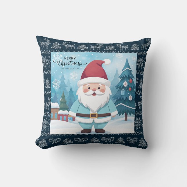 Vintage, Cute Santa Claus, Christmas Design Art Cushion (Front)