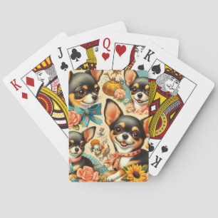 Vintage Cute Seamless Chihuahua  Playing Cards