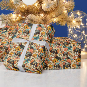 Vintage Cute Seamless Chihuahua Wrapping Paper