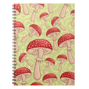 vintage cute seamless sketch amanita mushrooms bac notebook