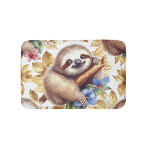 Vintage Cute Sloth Pattern Bath Mat