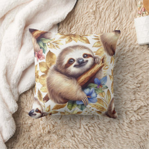 Vintage Cute Sloth Pattern Cushion
